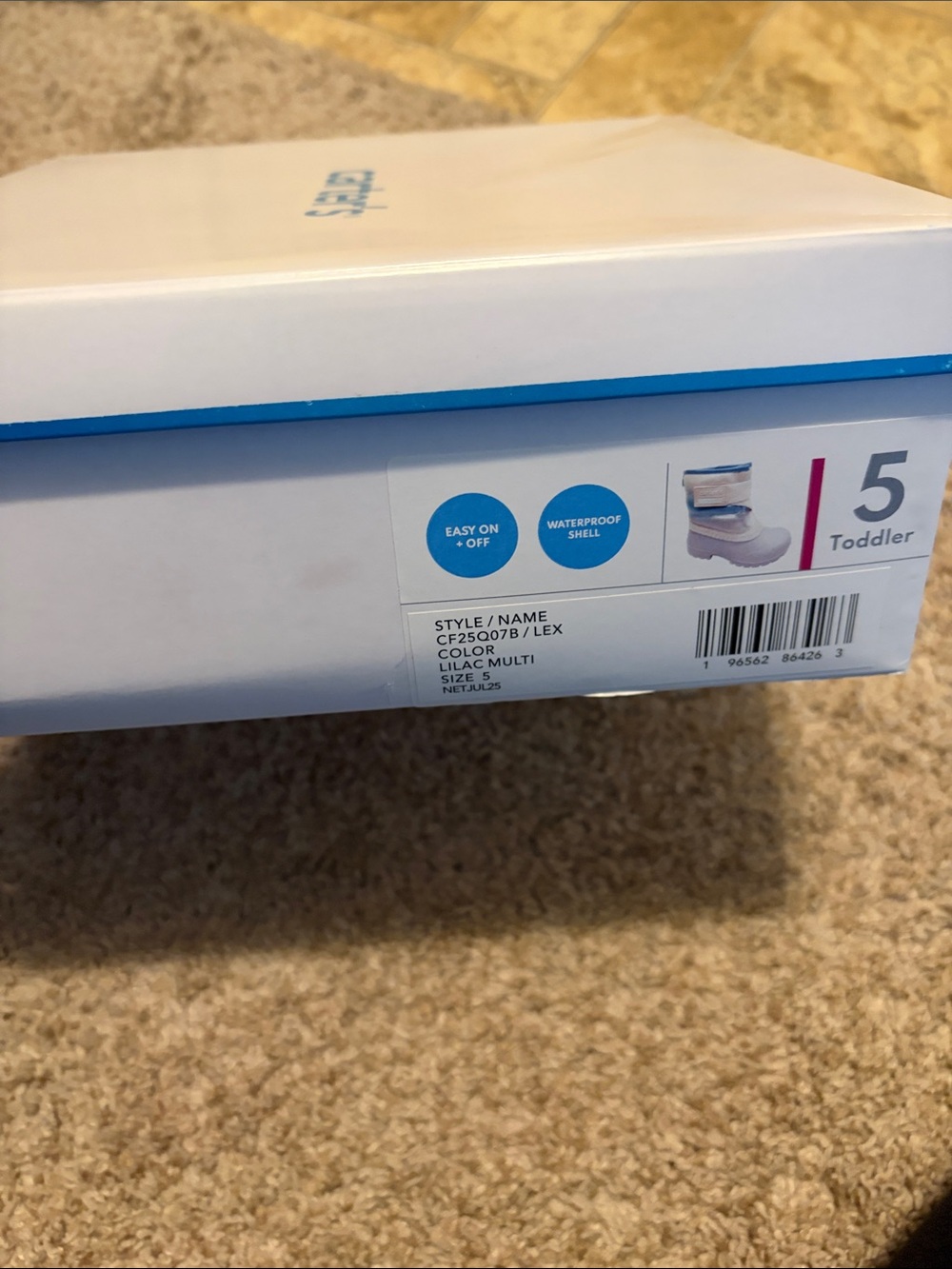Carter's Toddler Boot Box - White with Blue Trim